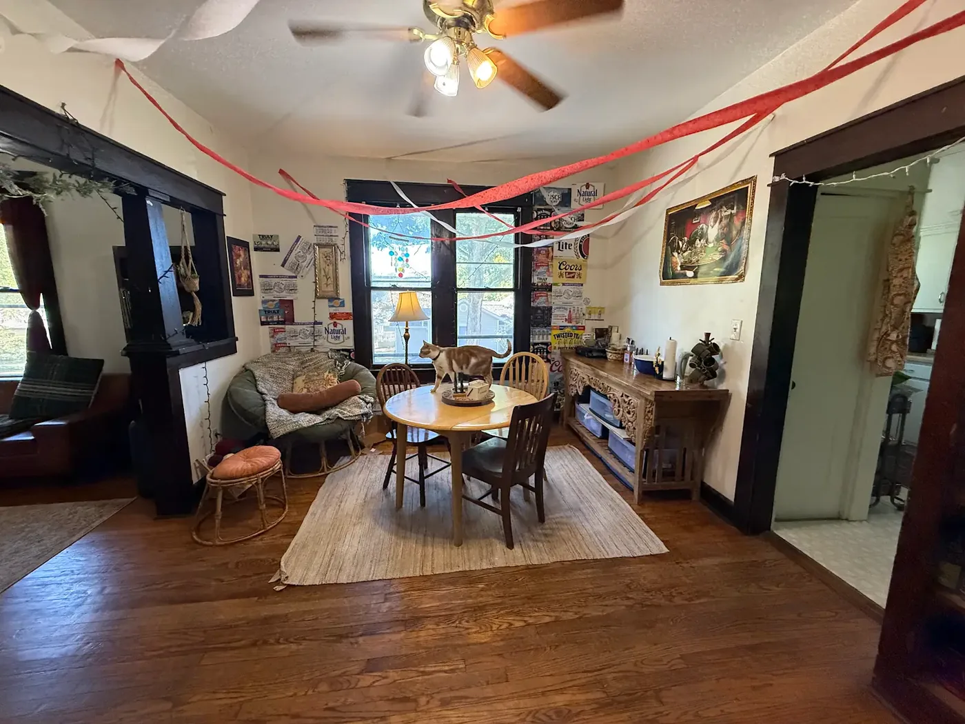 Dining room with large windows