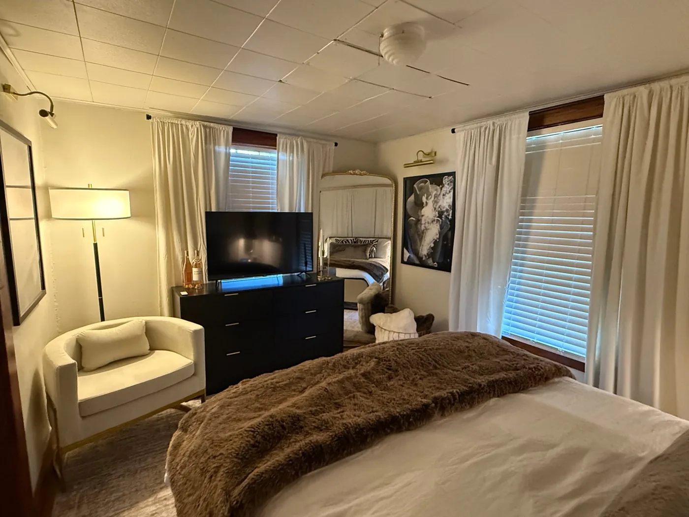 Bedroom with room for a dresser and chair